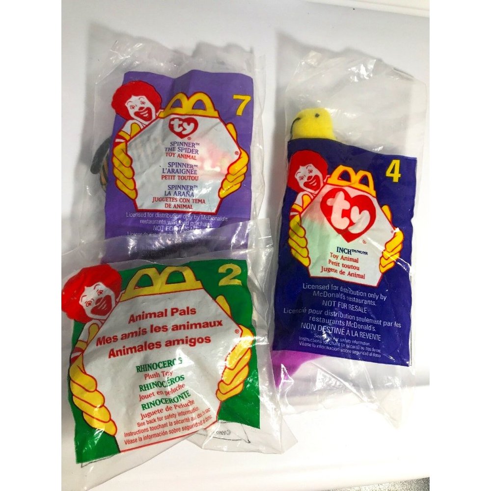 McDonalds Lot Of 3 Animal Collectors Plush Toy Factory Bags Vintage